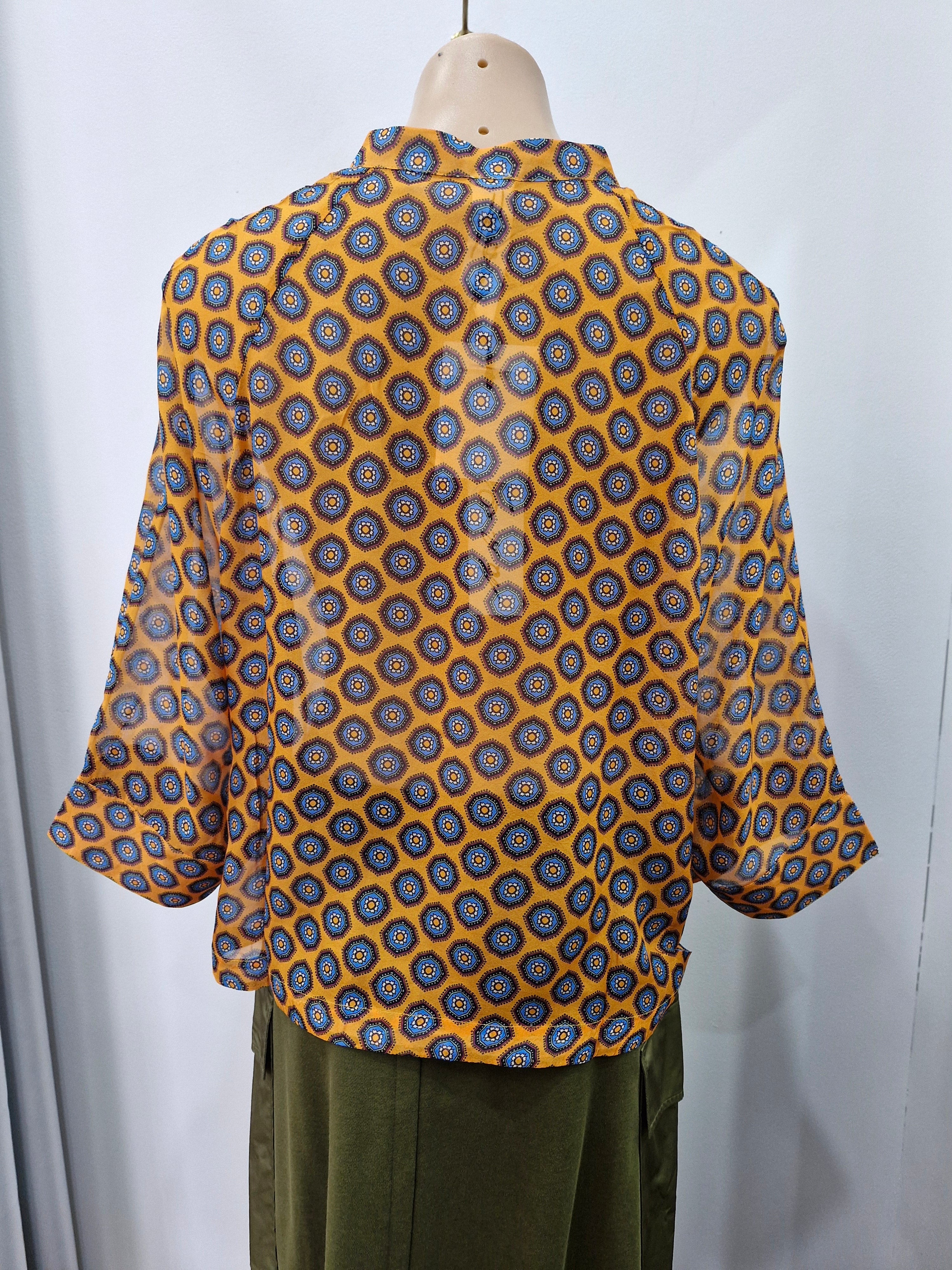 Silk Print Shirt | Orange Blue