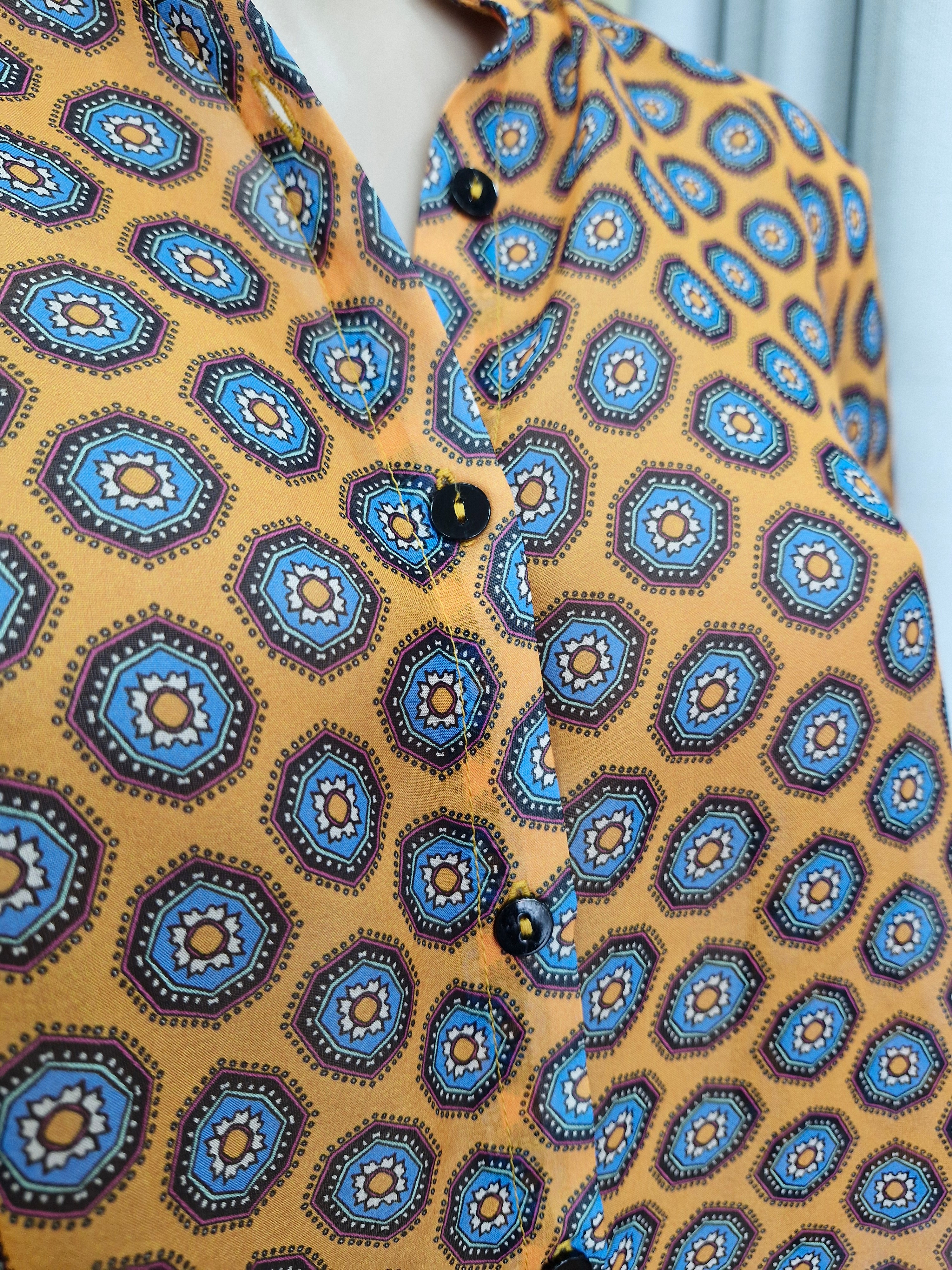 Silk Print Shirt | Orange Blue